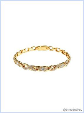14K Gold Plated CZ Tennis Bracelet Dainty Hypoallergenic Non-Tarnish